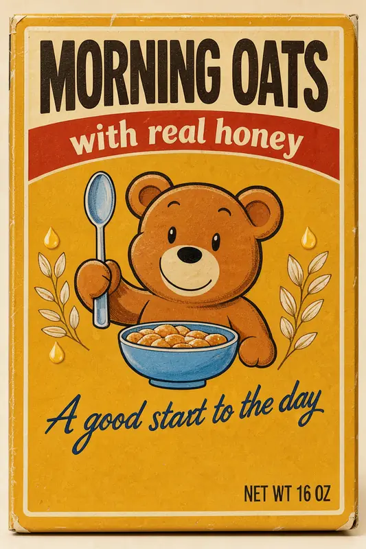 FLUX.3 Klein: 1960s cereal box MORNING OATS