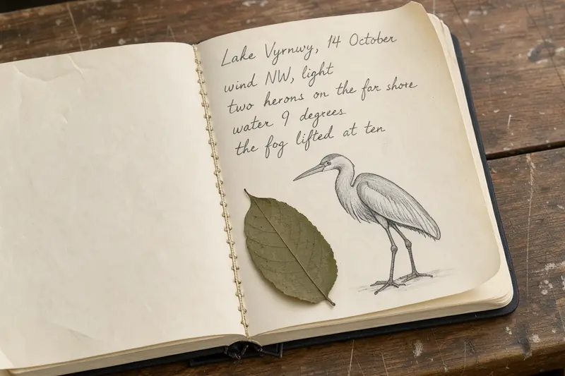 FLUX.3 Klein: Handwritten field notebook Lake Vyrnwy
