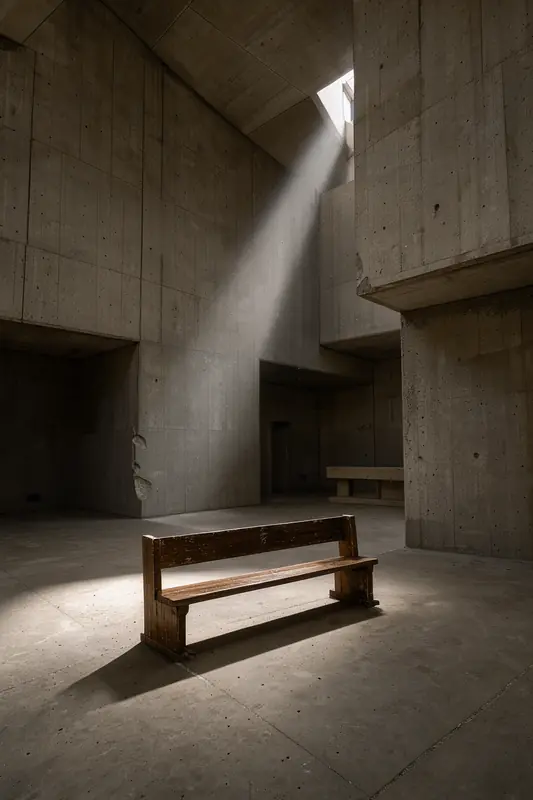 FLUX.3 Klein: Brutalist concrete church