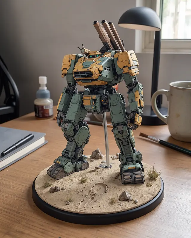 FLUX.3 Klein: Mecha turned into a desk figurine