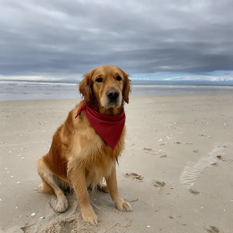 FLUX.3 Klein: Red bandana on a beach dog