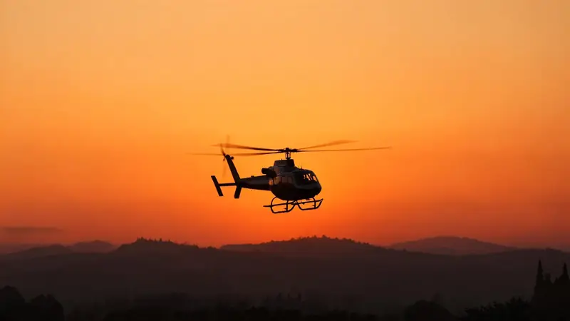 FLUX.3 Klein: Helicopter against an orange sunset