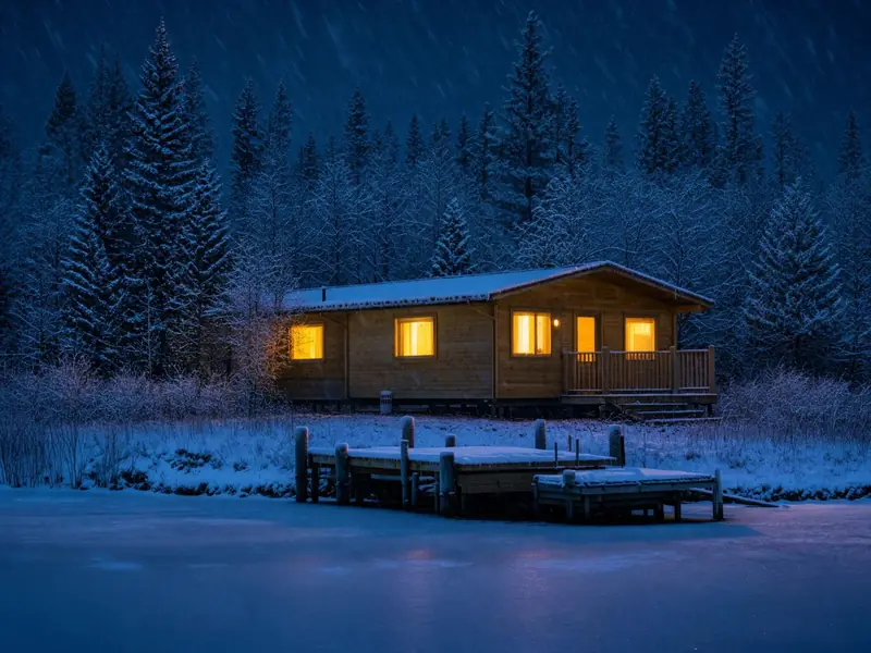 FLUX.3 Klein: Lake cabin turned into a winter night