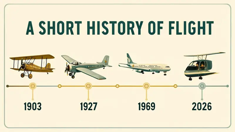 FLUX.3 Klein: Timeline infographic: a short history of flight