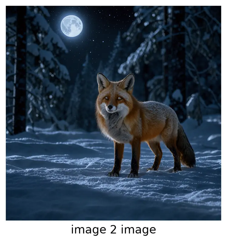 FLUX.3 Klein: Fox relit for a moonlit night