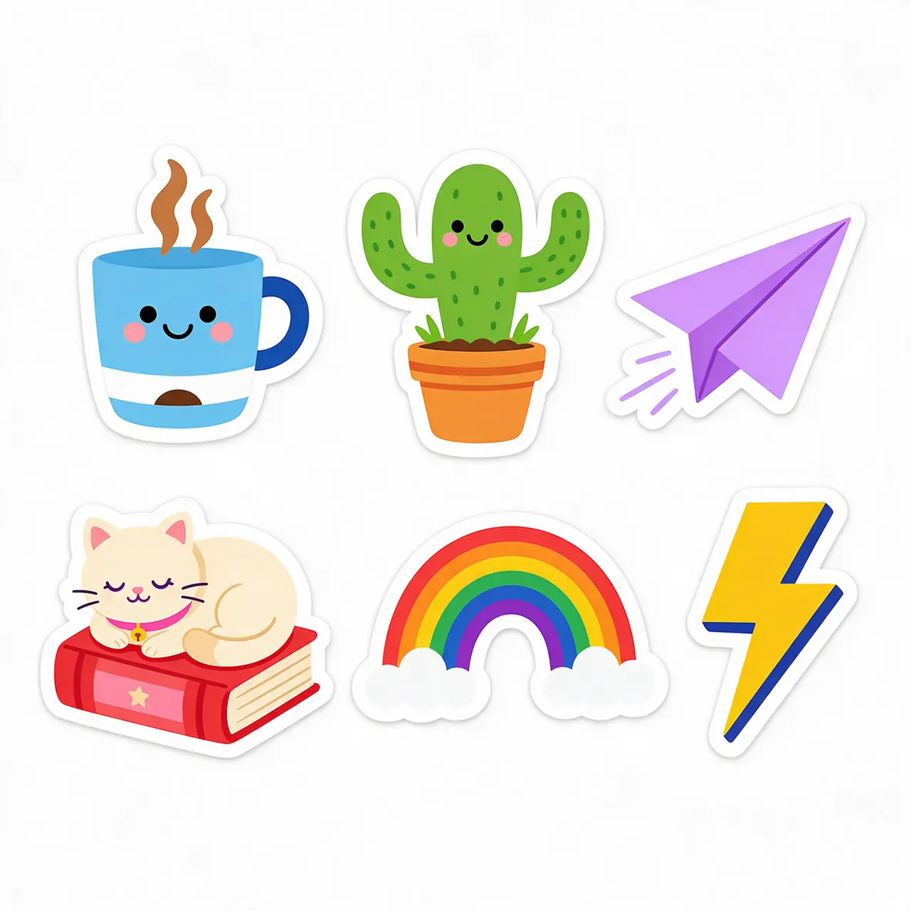 Sticker sheet: Die-cut design assets on white