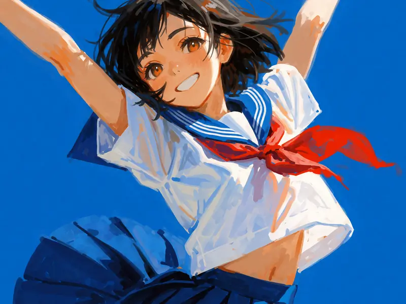 Krea 2 Turbo: Girl in a sailor uniform, digital painting