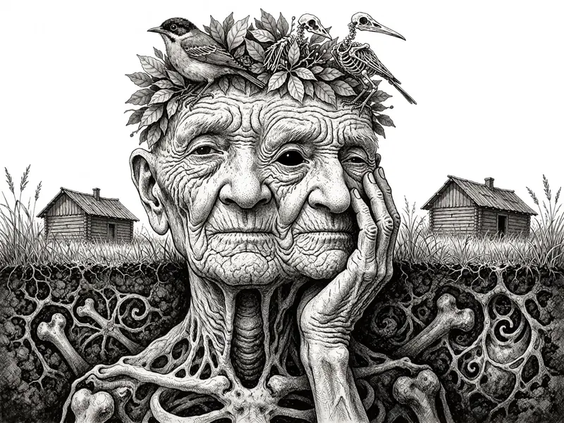 Krea 2 Turbo: Ink faces merging into a landscape