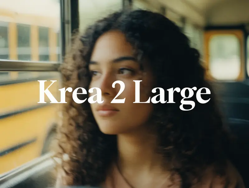 Krea 2 Large: Film portrait with a serif title