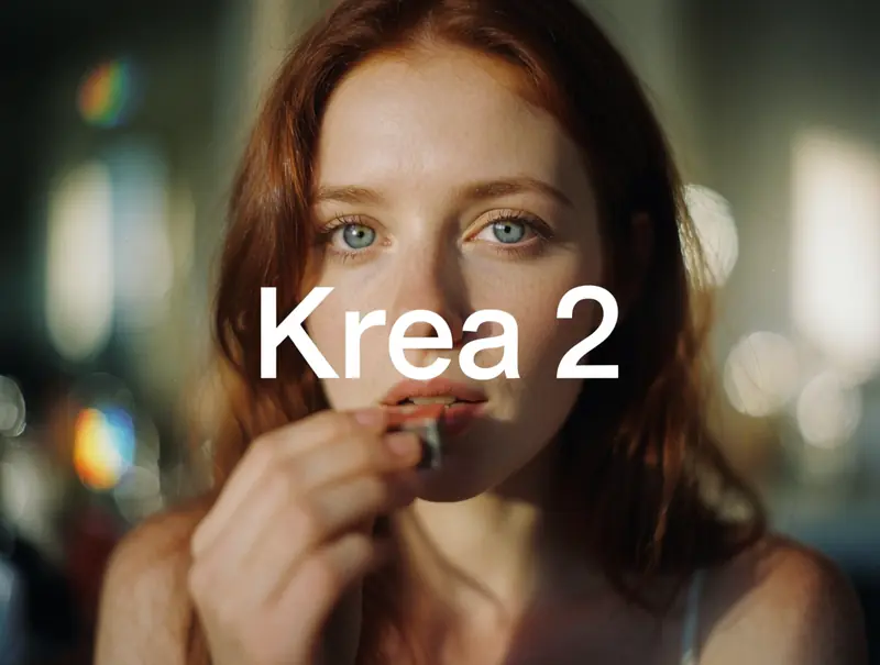Krea 2 Medium: Golden-hour film portrait with a title