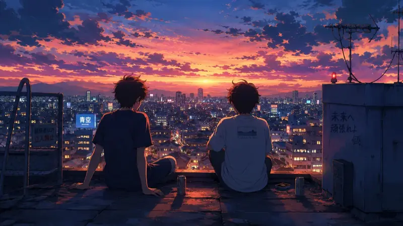 Krea 2 (tier not stated): Anime rooftop at dusk